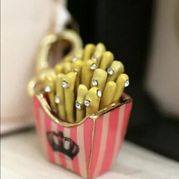 Juicy Couture French Fries Food charm Pink stripe NEW - Picture 2 of 4